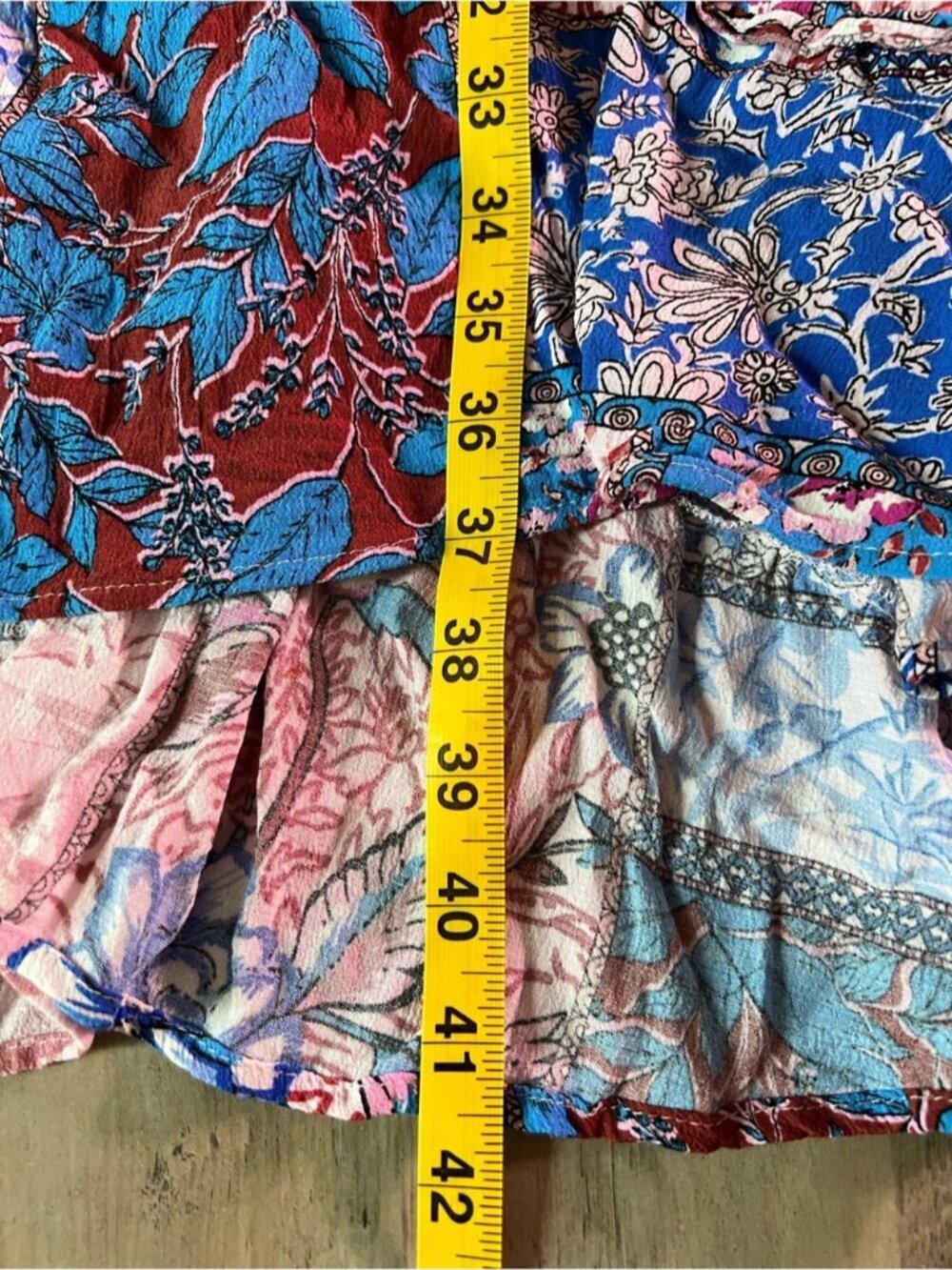 Anthropologie Robin Tiered Mini Dress Floral patchwork Size 2X Flowy Bohemian - Picture 11 of 13